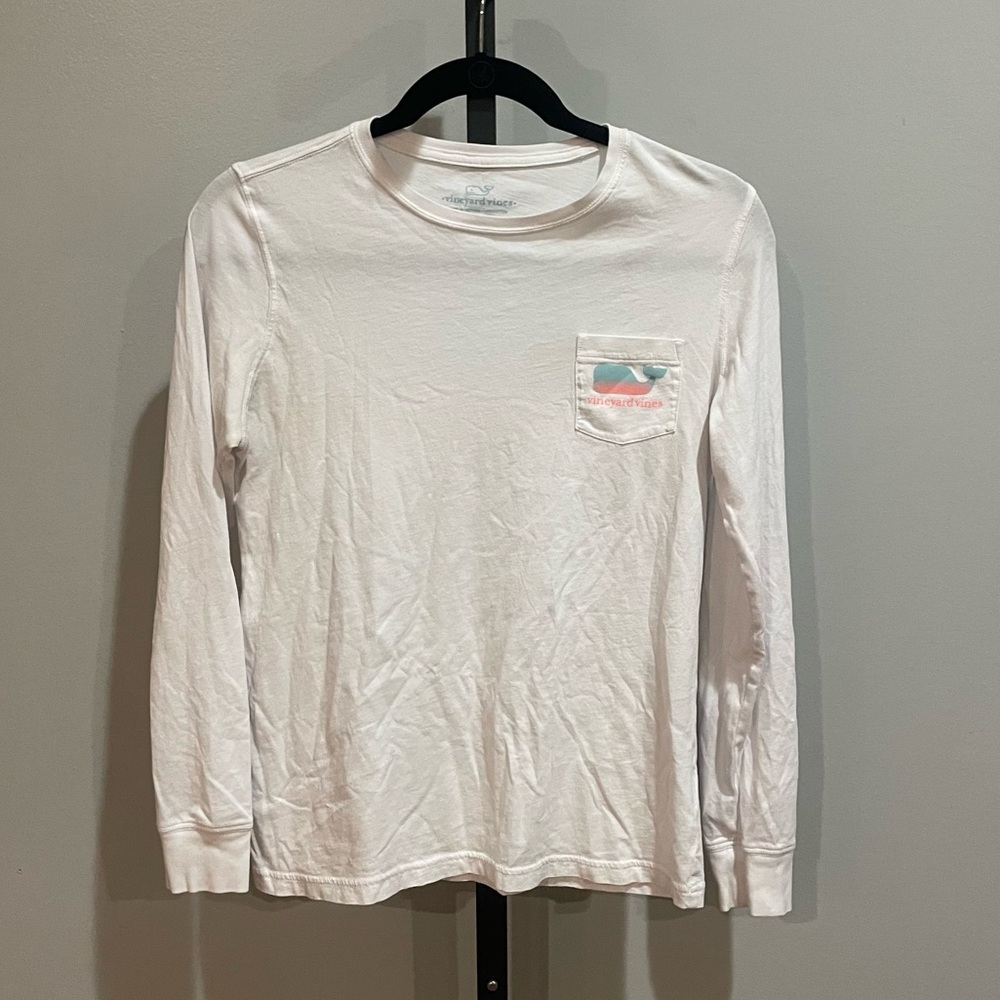 Vineyard Vines White Graphic T-Shirt Long Sleeve Top Size XS
